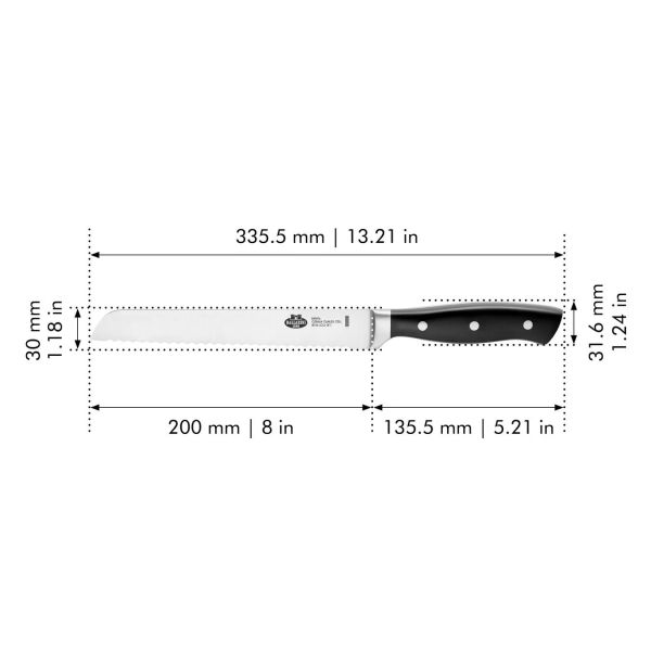 BALLARINI Brenta Brotmesser Küchenmesser Messer 20 cm, Wellenschliff