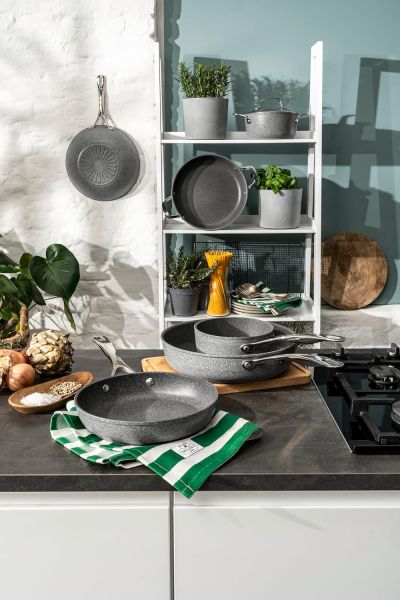 BALLARINI Salina Bratpfanne aus Aluminium, 28 cm, Antihaftbeschichtung, für alle Herdarten, Grau