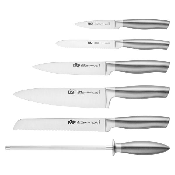 BSF Atlanta Messerblockset 7-tlg, Graphit-Grau Edelstahl geschmiedet