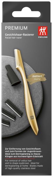 Zwilling Premium Gesichtshaar-Rasierer in Gold mit auswechselbaren Edelstahl-Klingen