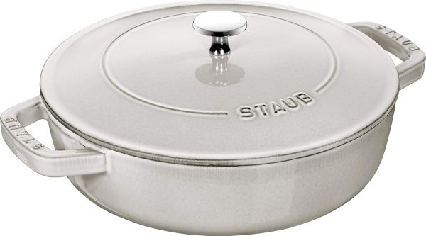 Staub Braisers Schmorpfanne Chistera, 28 cm rund Gusseisen Weisser Trüffel