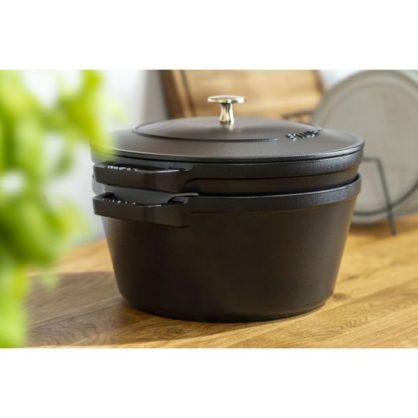 Staub La Cocotte Kochtopfset, 2-tlg rund Gusseisen Schwarz Kochtopf Topf