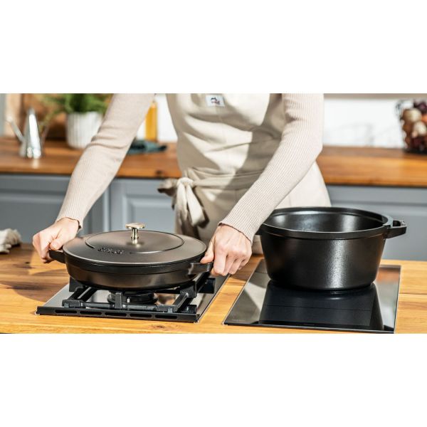 Staub La Cocotte Kochtopfset, 2-tlg rund Gusseisen Schwarz Kochtopf Topf