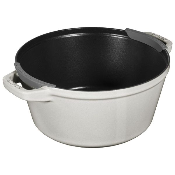 Staub La Cocotte Kochtopfset, 2-tlg rund Gusseisen Weisser Trüffel Kochtopf Topf