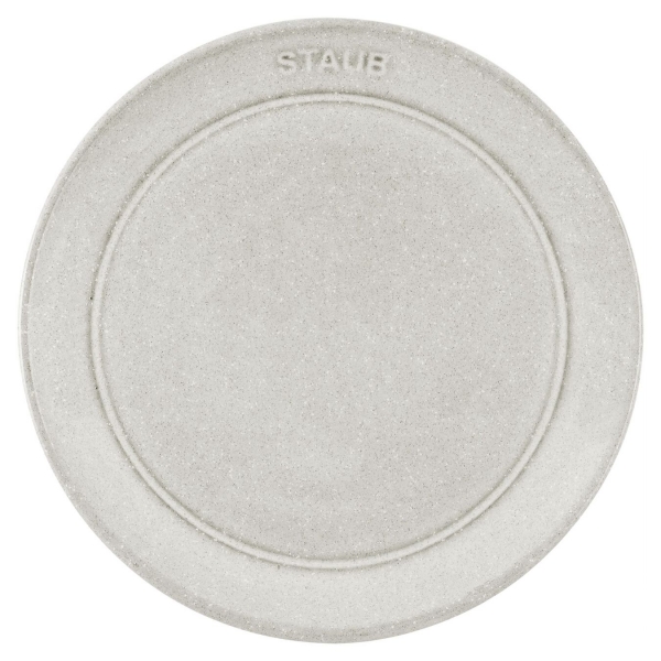 Staub 6er Set Dining Line Teller flach 22 cm, Keramik, Weisser Trüffel kratzfest spülmaschinengeeignet