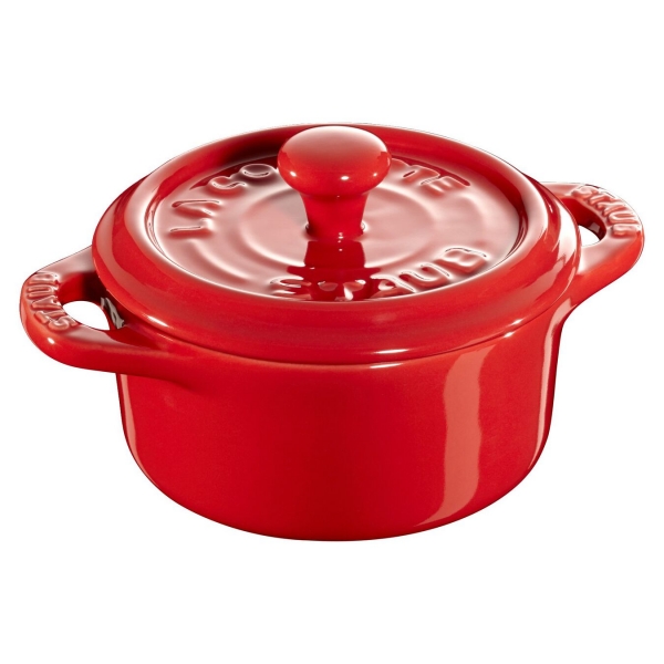 Staub Set 6 Stück   Keramik Dessertschale Auflaufform Mini Cocotte, rund Kirsch-Rot 10 cm