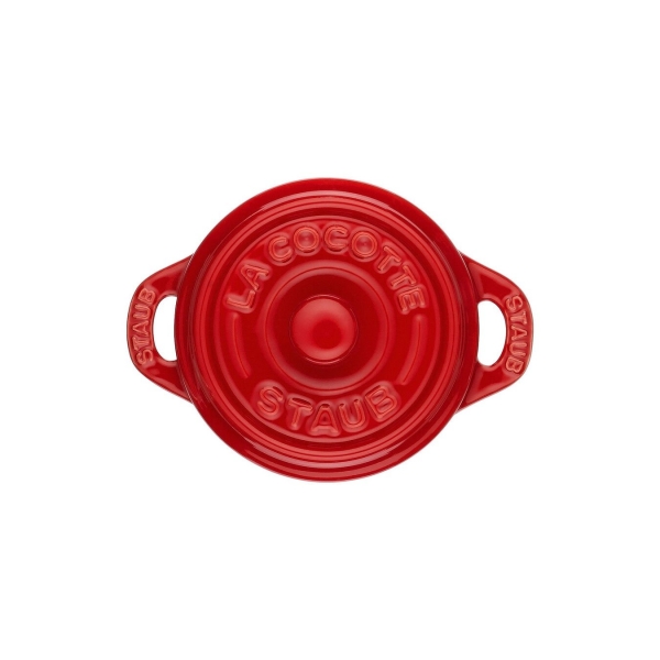 Staub Set 6 Stück Keramik Dessertschale Auflaufform Mini Cocotte, rund Kirsch-Rot 10 cm