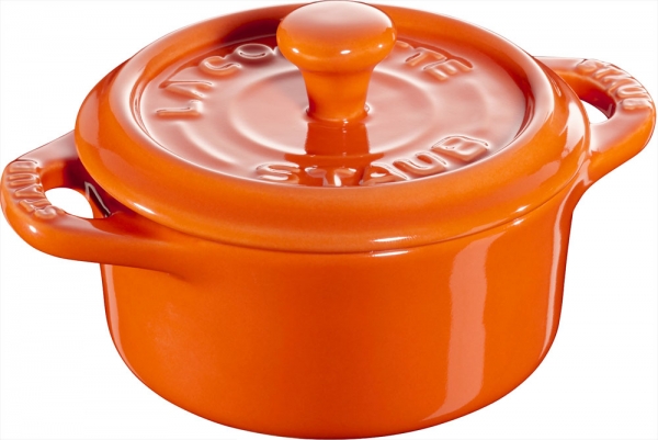 Staub Keramik 6 er Set Mini Cocotte, rund orange 10 cm Ceramic