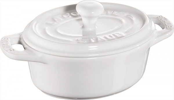 Staub Keramik 6 er Set Mini Cocotte, oval weiß 11 cm Ceramic