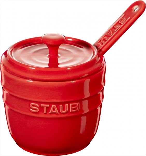 4er Set Staub Keramik Zuckerdose rund Kirschrot 9cm