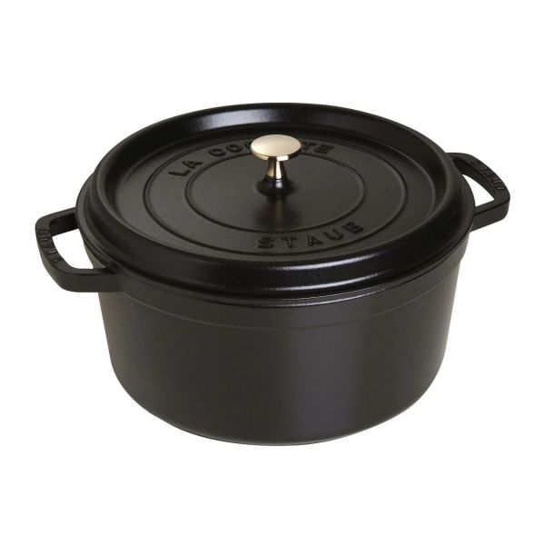 Staub La Cocotte 28 cm Schwarz rund Gusseisen Bräter Kochtopf Schmortopf