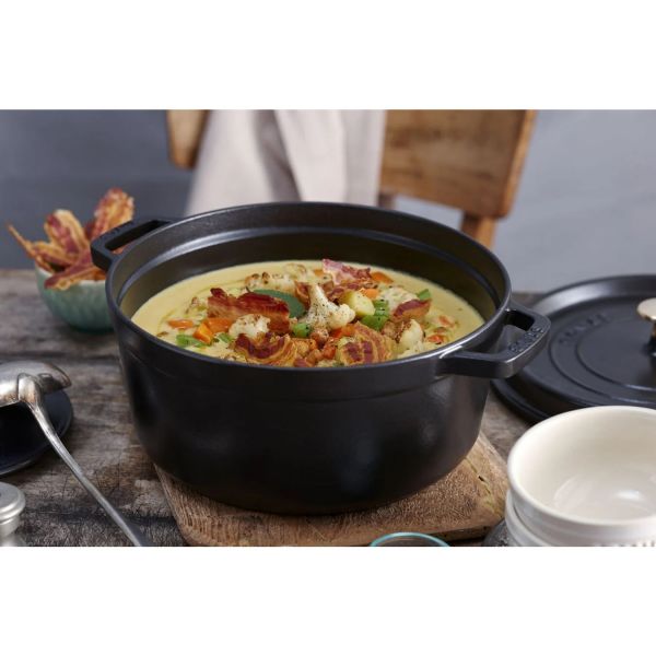 Staub La Cocotte 28 cm Schwarz rund Gusseisen Bräter Kochtopf Schmortopf