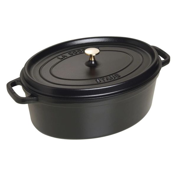 Staub La Cocotte Bräter Topf 37 cm oval Schwarz Gusseisen  Für alle Herdarten i