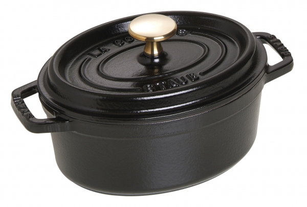 Staub Kochgeschirr Cocotte Bräter Kochtopf Bratentopf oval Schwarz 11 cm