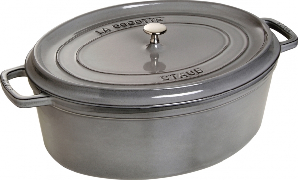 Staub Kochgeschirr Cocotte Bräter Kochtopf Bratentopf oval Graphitgrau 11 cm