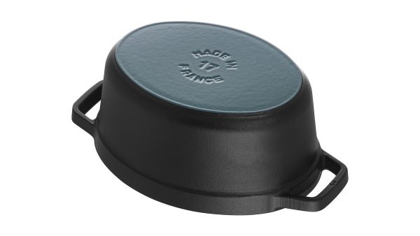 Staub Kochgeschirr Gusseisen Cocotte Bräter Kochtopf Bratentopf Schwein 17 schwarz Sonderform Graphitgrau 17 cm