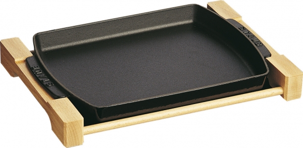 Staub Kochgeschirr Holzbrett rechteckig Schwarz 33 cm x 23 cm