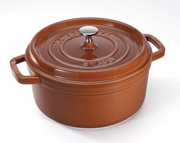 Staub Cocotte Bräter Bratentopf Topf Kochtopf, rund, 22 cm, Zimt Gusseisen