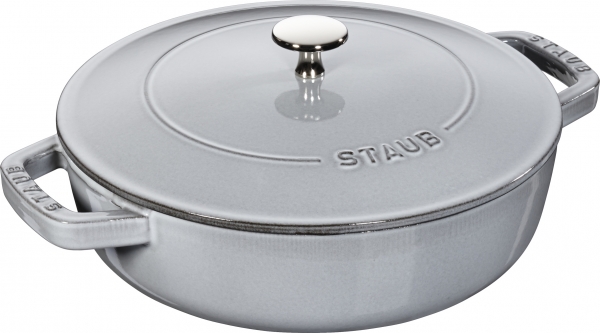 Staub Kochgeschirr Multifunktionsbräter mit Chistera Drop Structure Bräter Bratentopf rund Graphitgrau 24 cm