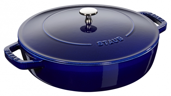 Staub Kochgeschirr Multifunktionsbräter mit Chistera Drop Structure Bräter Bratentopf rund Dunkelblau 24 cm