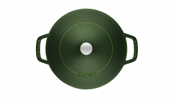 Staub Kochgeschirr Multifunktionsbräter mit Chistera Drop Structure Bräter Bratentopf rund Basilikumgrün 28 cm