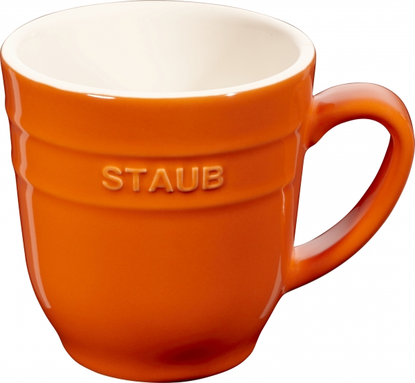 Staub Keramik Becher Kaffeebecher Kaffeetasse Tasse rund Orange 0,35L