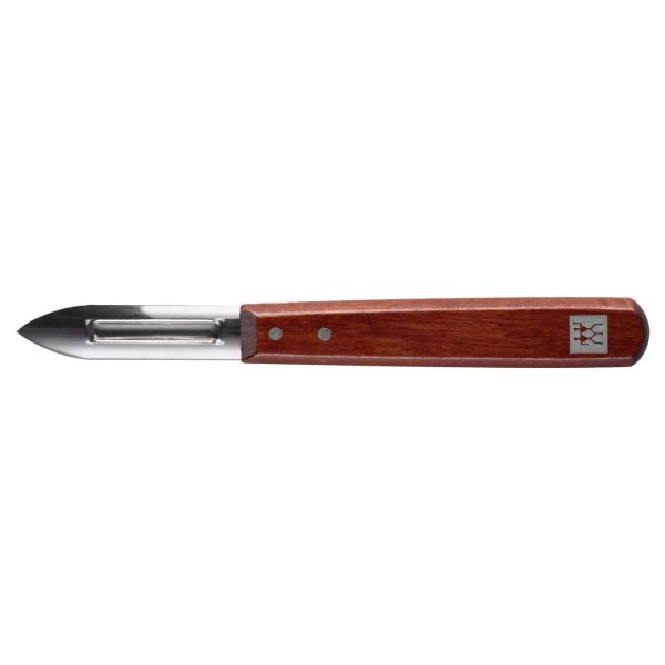 Zwilling Schäler Messer Küchenmesser Gemüsemesser Sparschäler 2-schneidig Holz braun