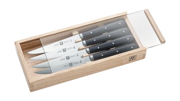 ZWILLING Steak-Sets Steakset 4 teilig hochwertige Holzbox  Edelstahl