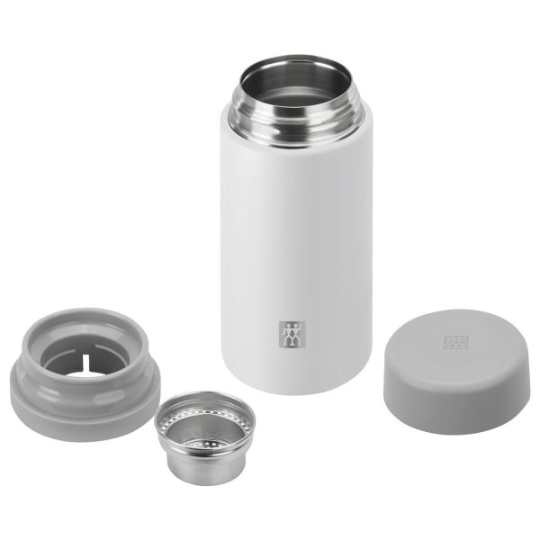 ZWILLING Thermo Isolierflasche für Tee & Infused Water, 420 ml, Edelstahl, Weiß-grau
