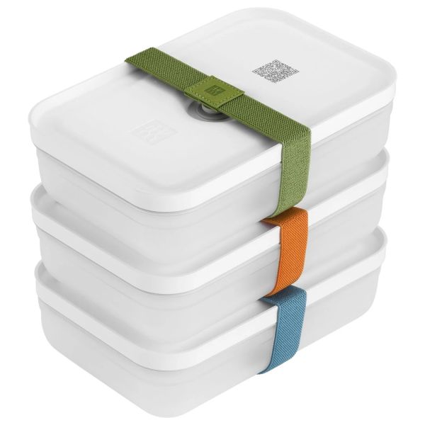 ZWILLING Fresh & Save Vakuum Lunchbox Set, L flach / 6-tlg, Kunststoff, Semitransparent-Grau