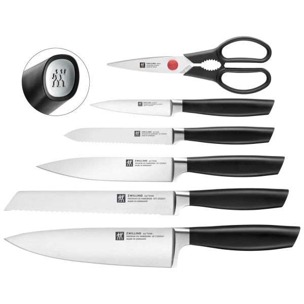 ZWILLING All * Star Messerblockset mit KiS Technologie 7-tlg, Anthrazit Eisgehärtet