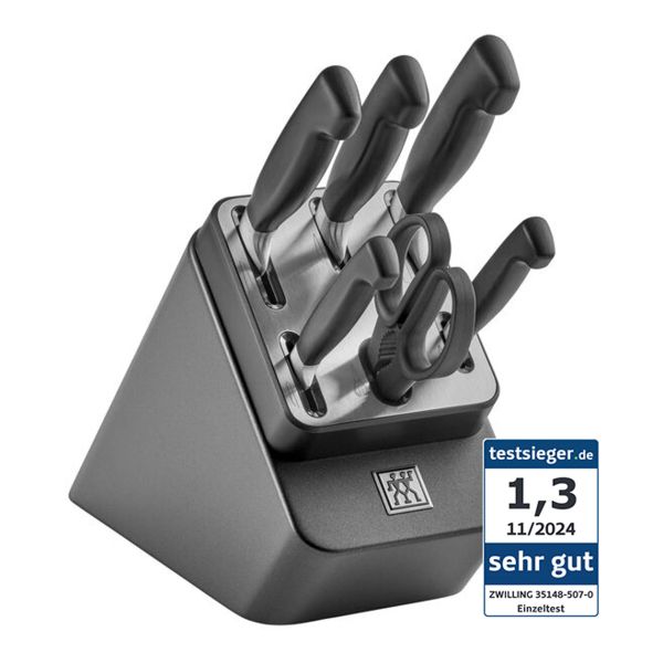 ZWILLING **** VIER STERNE Messer Selbstschärfender Messerblock, 7-tlg Esche Anthrazit