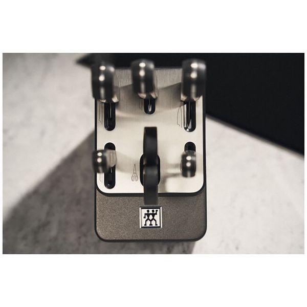 ZWILLING Gourmet Messer Selbstschärfender Messerblock, 7-tlg Esche Anthrazit