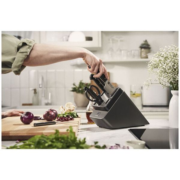 ZWILLING Gourmet Messer Selbstschärfender Messerblock, 7-tlg Esche Anthrazit