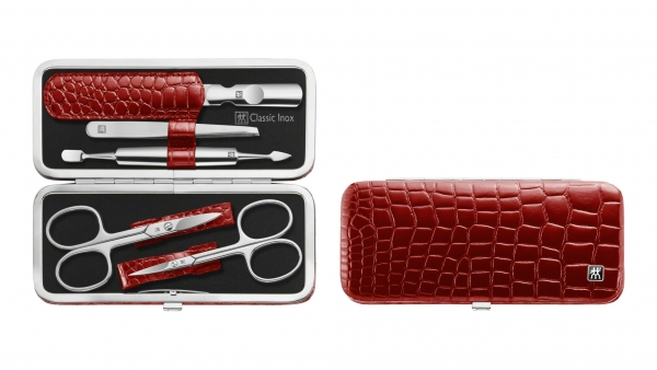 ZWILLING  Classic Inox Rahmen-Etui, Manicure Etui Nagelpflegeset rot 5-tlg.