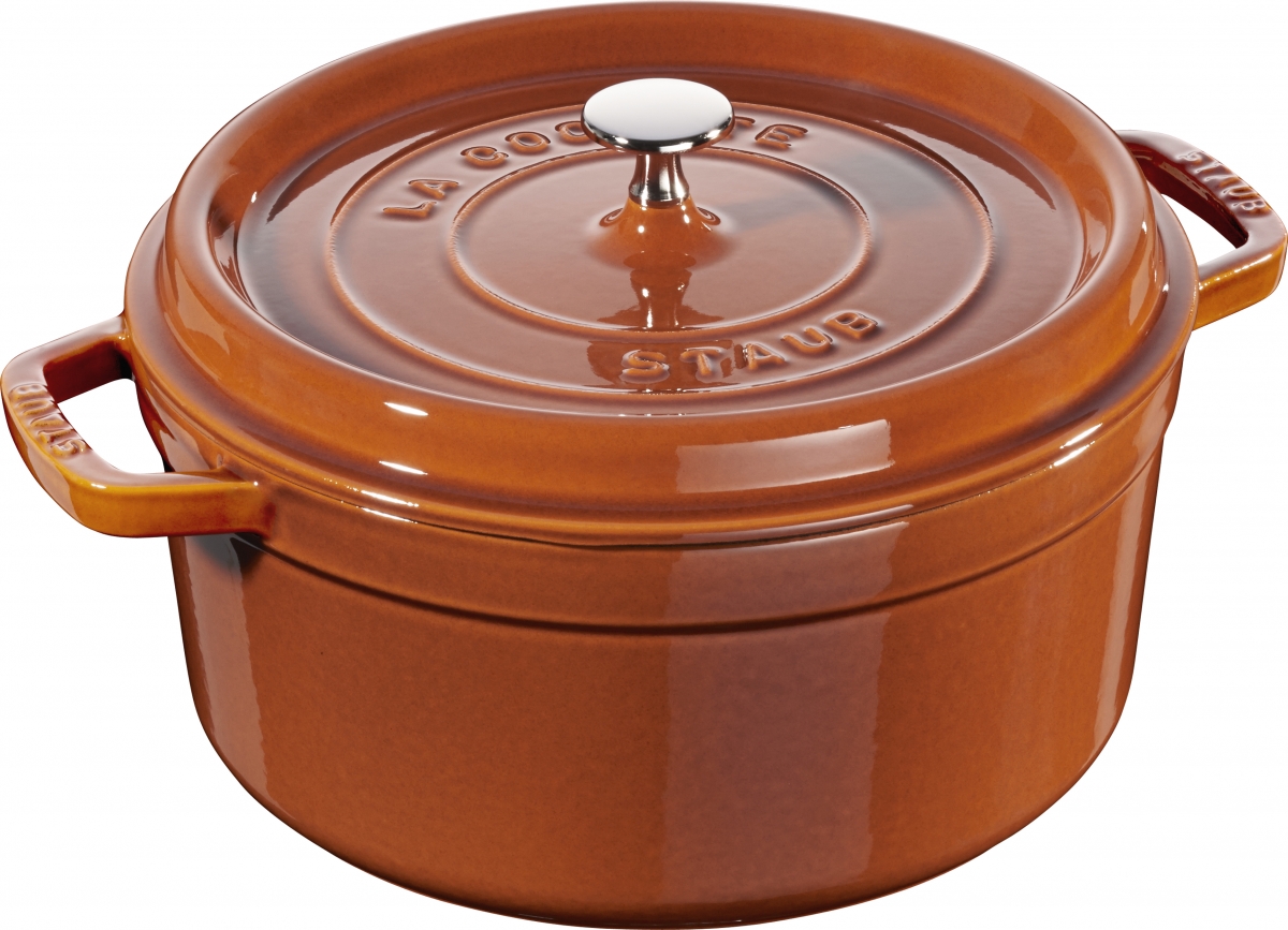 Zimt Bratentopf 26 Staub cm, Topf rund, Gusseisen Cocotte Kochtopf, Bräter