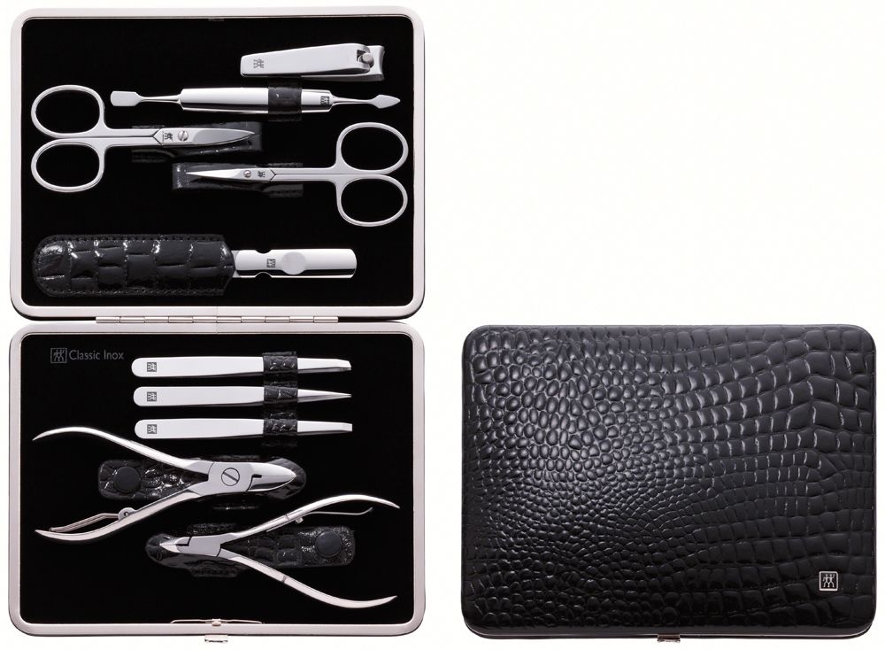 Zwilling ZWILLING® Classic Inox Rahmen-Manicure Etui Kroko Nagelpflegeset  schwarz,