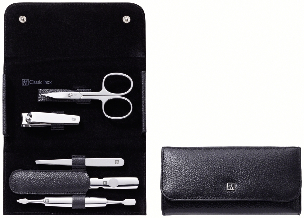 ZWILLING® Classic Inox Nagelpflegeset Etui Manicure Druckknopf-Etui, schwarz