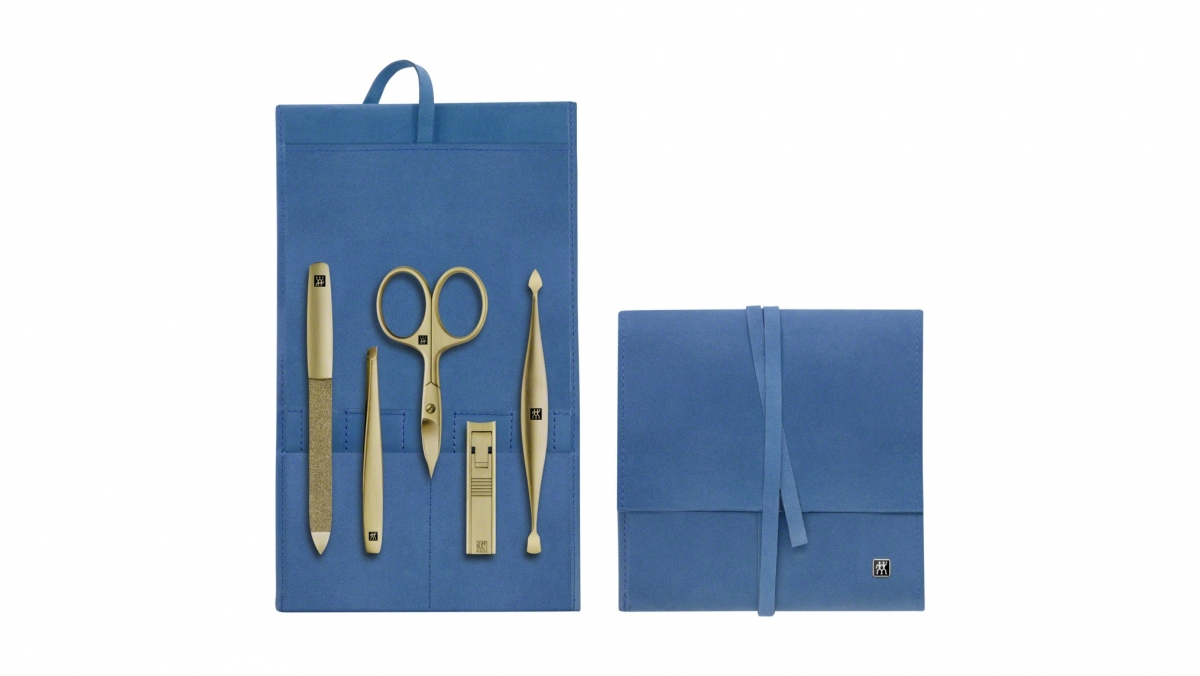 ZWILLING J.A. HENCKELS TWINOX Gold Edition Taschen Etui 5-tlg., blau  Manicure Nagelplfege