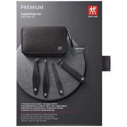 Zwilling Maniküre Pediküre Set 4tlg. mit Nagelknipser, Leder, schwarz