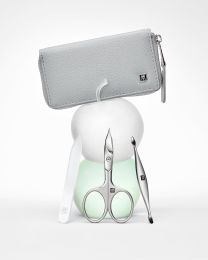 Zwilling Premium Maniküre Set 3 tlg. vegan, grau veganen Apfelleder-Etui