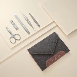ZWILLING J.A. HENCKELS TWINOX 5 tlg.Manicüre Druckknopf-Etui Filz grau, Maniküre-Set