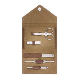 ZWILLING J.A. HENCKELS TWINOX 5 tlg.Manicüre Druckknopf-Etui Filz grau, Maniküre-Set