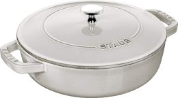 Staub Bräter mit Chistera Drop-Structure 24 cm, rund, Weisser Trüffel, Gusseisen