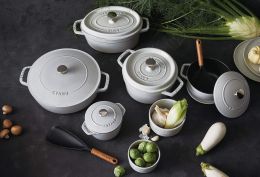 Staub Braisers Schmorpfanne Chistera, 28 cm rund Gusseisen Weisser Trüffel