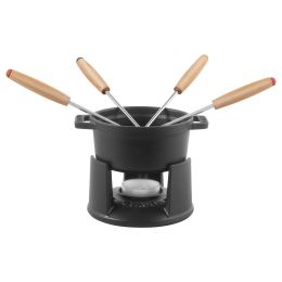 Staub Specialities Gusseisen Mini Fondue Set, 10 cm rund Schwarz Schokofondues