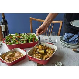 Staub Ceramique Ofenformenset, 3-tlg rechteckig Kirsch-Rot Keramik kratzfest