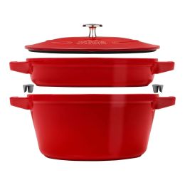 Staub La Cocotte Kochtopfset, 2-tlg rund Gusseisen Kirsch-Rot Kochtopf Topf