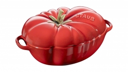 Staub 4 er Set  Mini Cocotte Tomate emaillierter Oberfläche Einsatz in der Mikrowelle und im Backofen