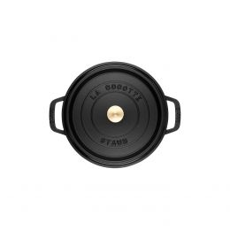 Staub La Cocotte 28 cm Schwarz rund Gusseisen Bräter Kochtopf Schmortopf